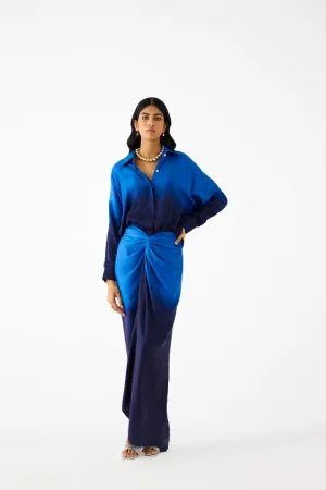 Royal Draped Shirt Dress