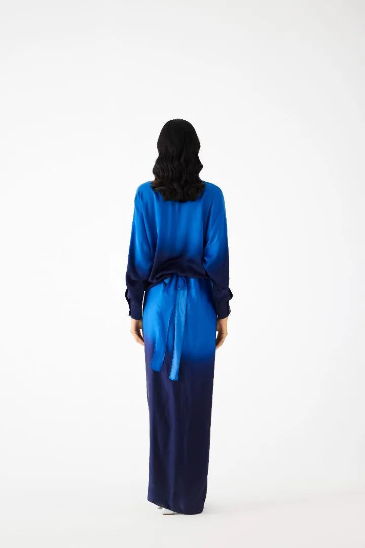 Royal Draped Shirt Dress