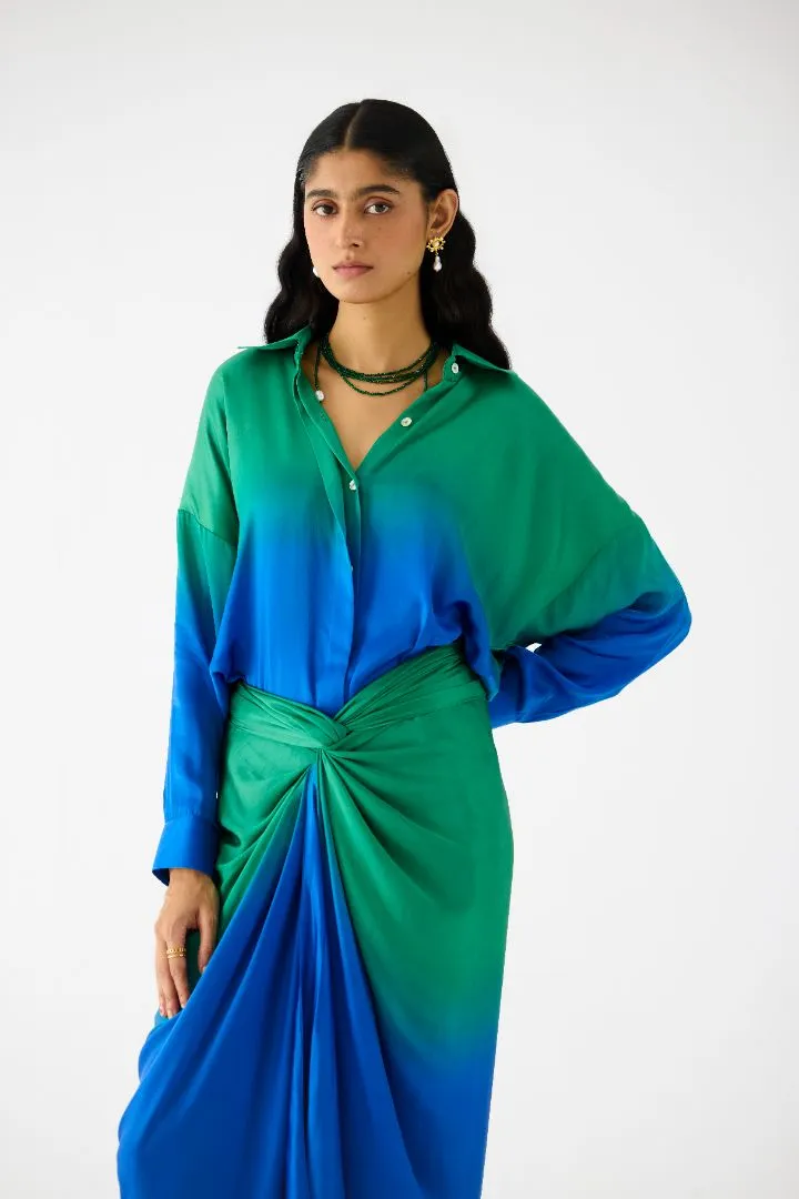 Royal Draped Shirt Dress