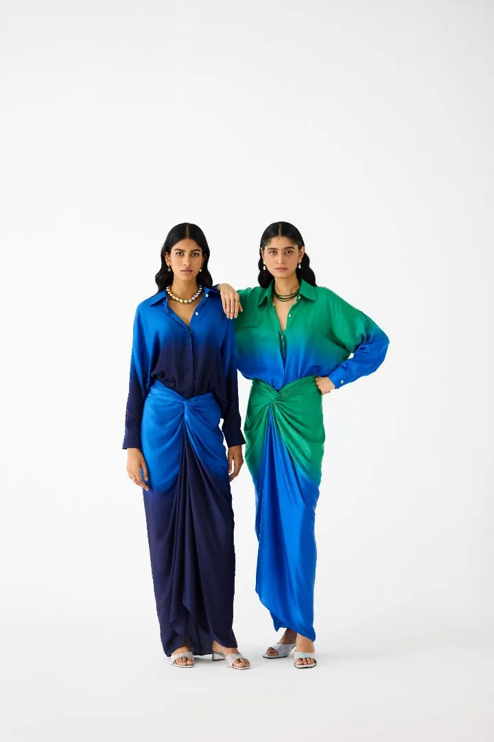 Royal Draped Shirt Dress