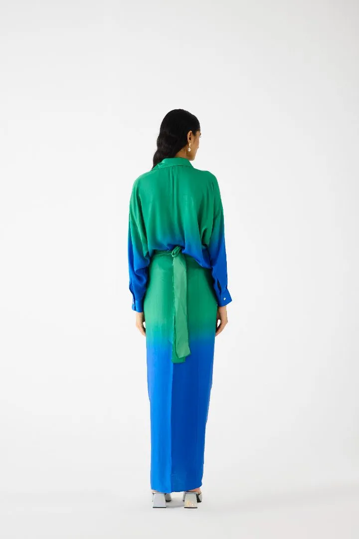 Royal Draped Shirt Dress