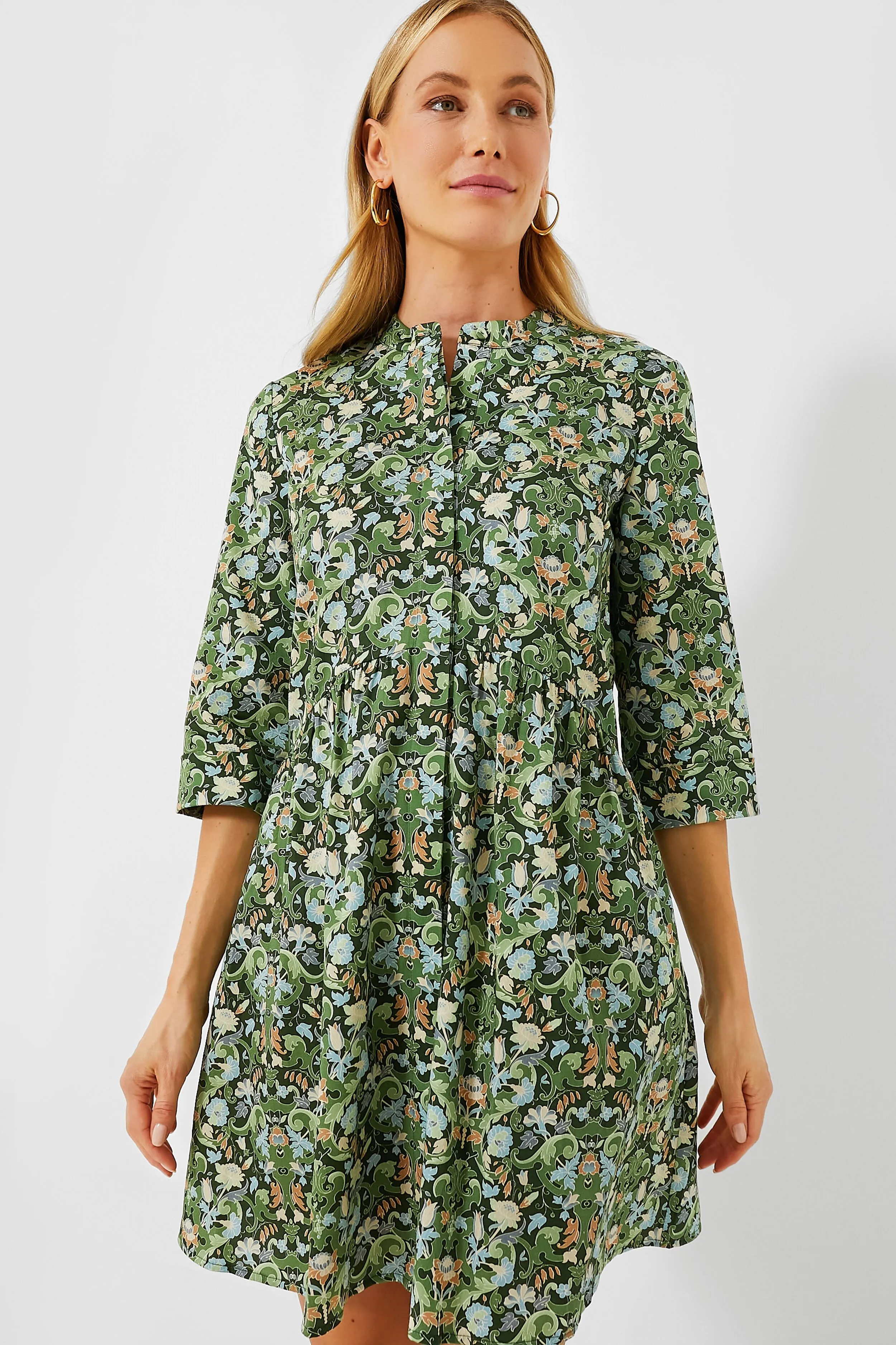 Sage Deco Damask Royal Shirt Dress