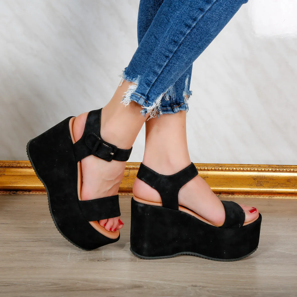 Sandale dama cu platforma Charlotte - Black