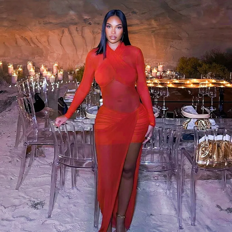 Sizzling Fall Sexy Bodycon Slit Dress for a Bold, Night-Out Look
