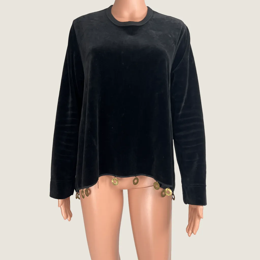 Sonia Rykiel Long Sleeve Black Velvet Top Small/Medium