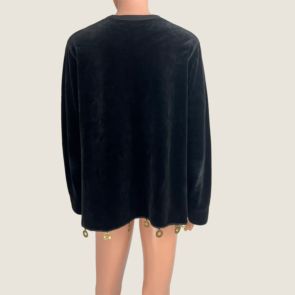 Sonia Rykiel Long Sleeve Black Velvet Top Small/Medium