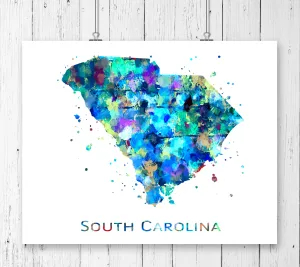South Carolina Map Art Print - Unframed