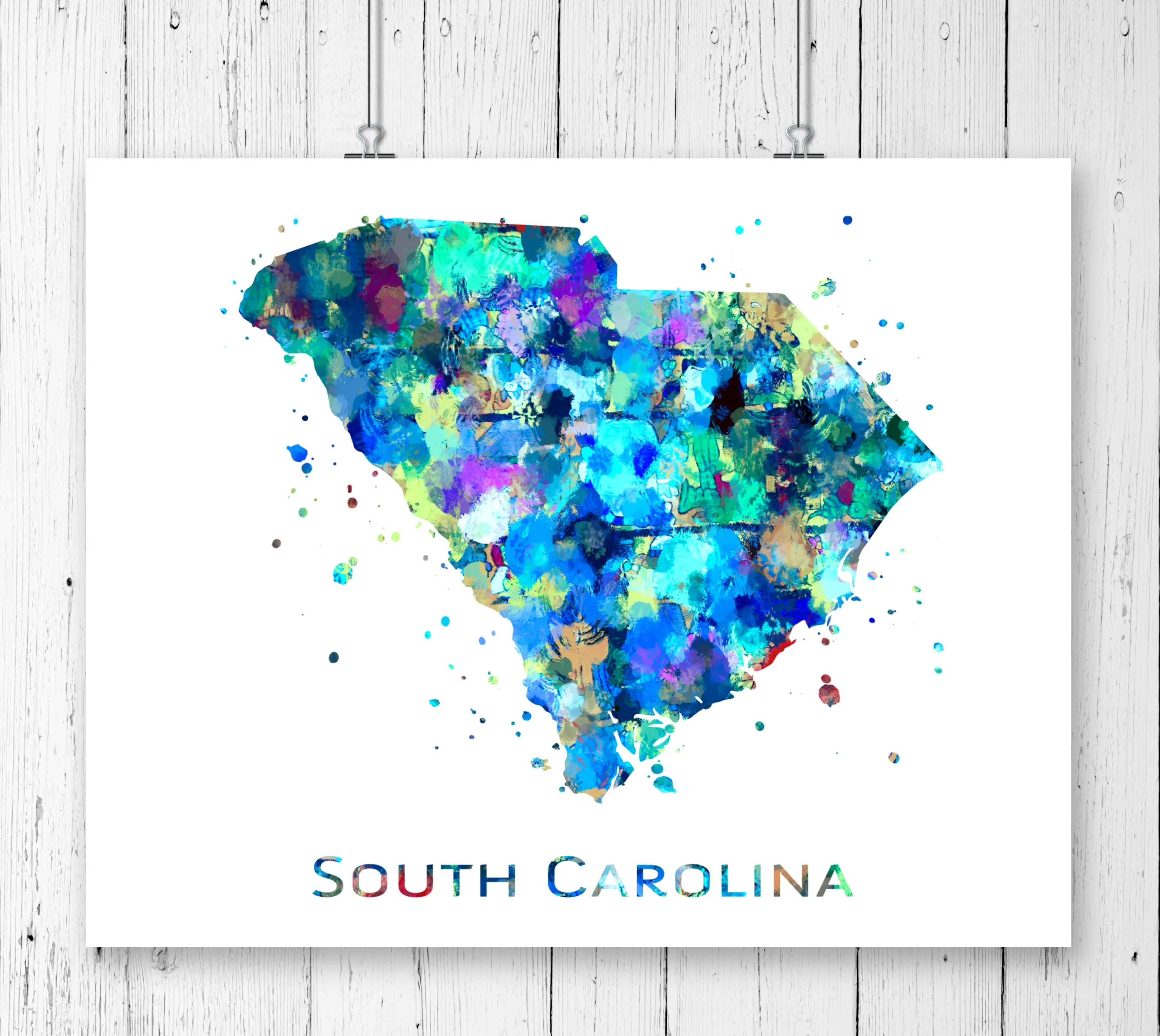 South Carolina Map Art Print - Unframed