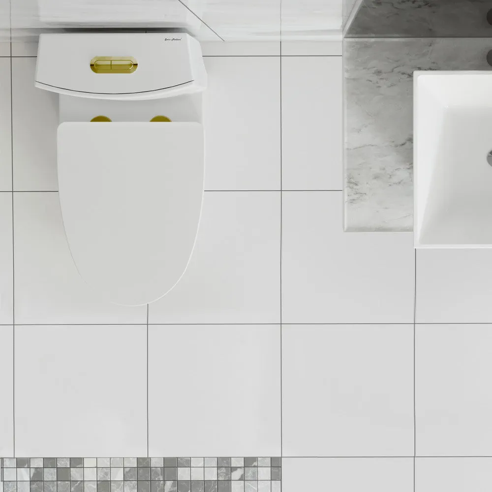 St. Tropez One Piece Elongated Toilet Dual Vortex Flush, Gold Hardware
