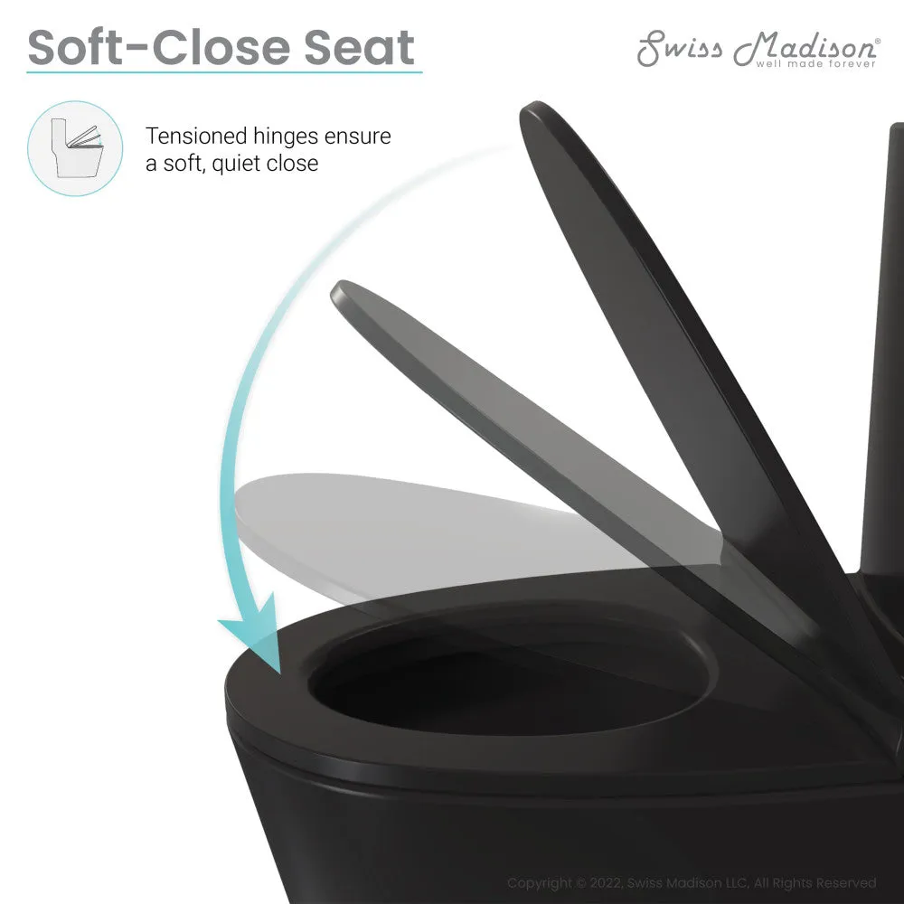 St. Tropez One Piece Elongated Toilet Dual Vortex™ Flush in Matte Black, Black Hardware 1.1/1.6 gpf