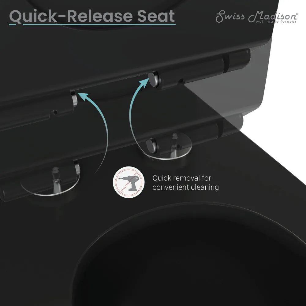 St. Tropez One Piece Elongated Toilet Dual Vortex™ Flush in Matte Black, Black Hardware 1.1/1.6 gpf