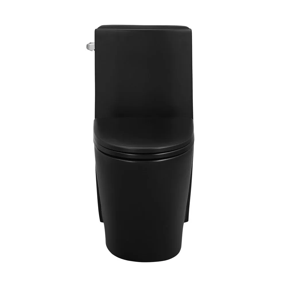 St. Tropez One-Piece Elongated Toilet Left Side Vortex Flush Handle in Matte Black 1.28 gpf