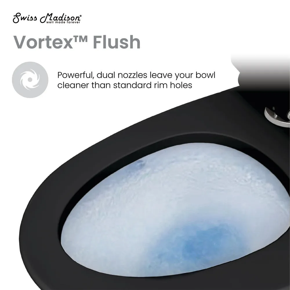St. Tropez One-Piece Elongated Toilet Vortex Dual-Flush in Matte Black 1.1/1.6 gpf
