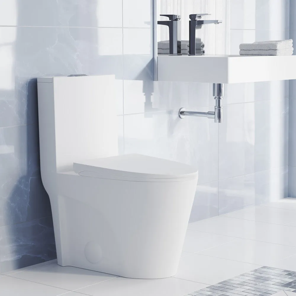 St. Tropez One-Piece Elongated Toilet Vortex Dual-Flush in Matte White 1.1/1.6 gpf