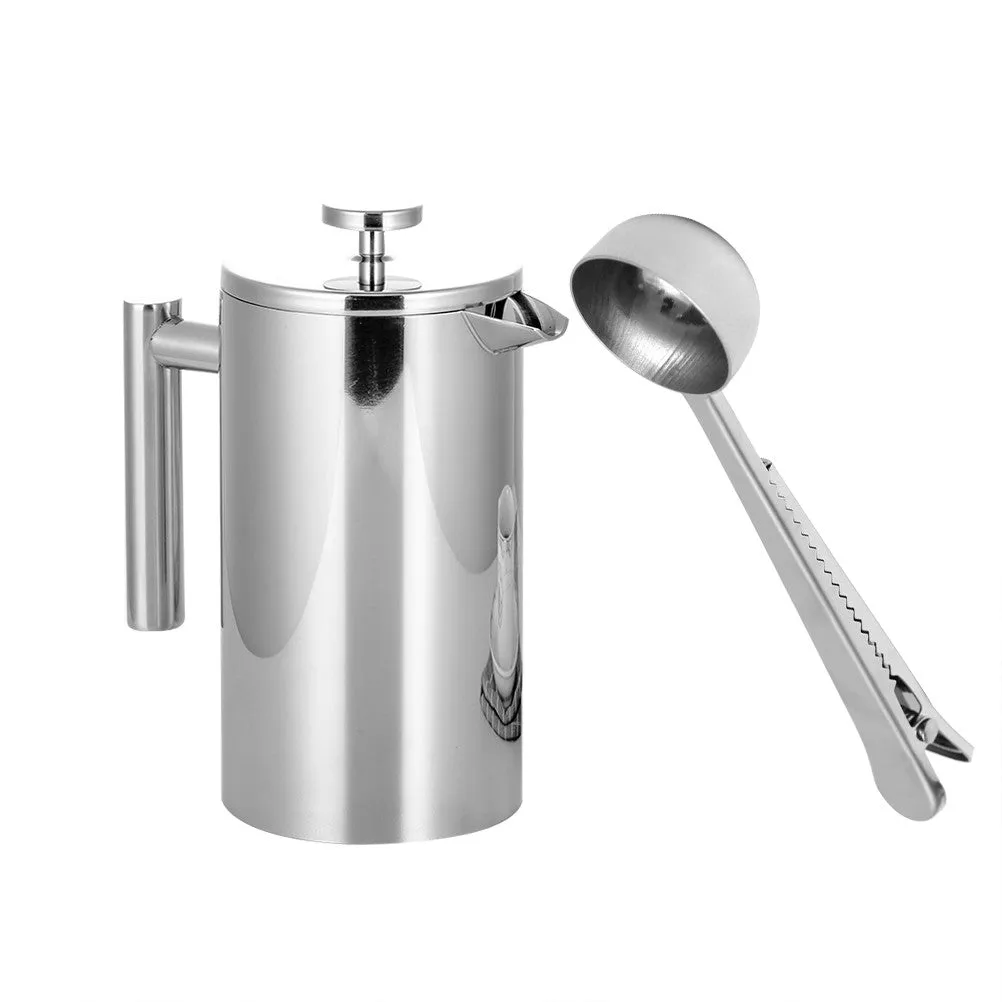 Stainless Steel French Press Coffee Tea Maker Double Wall Filter Baskets Cafetiere Coffee Pot