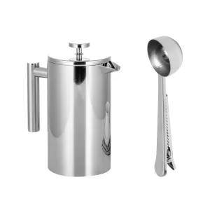 Stainless Steel French Press Coffee Tea Maker Double Wall Filter Baskets Cafetiere Coffee Pot