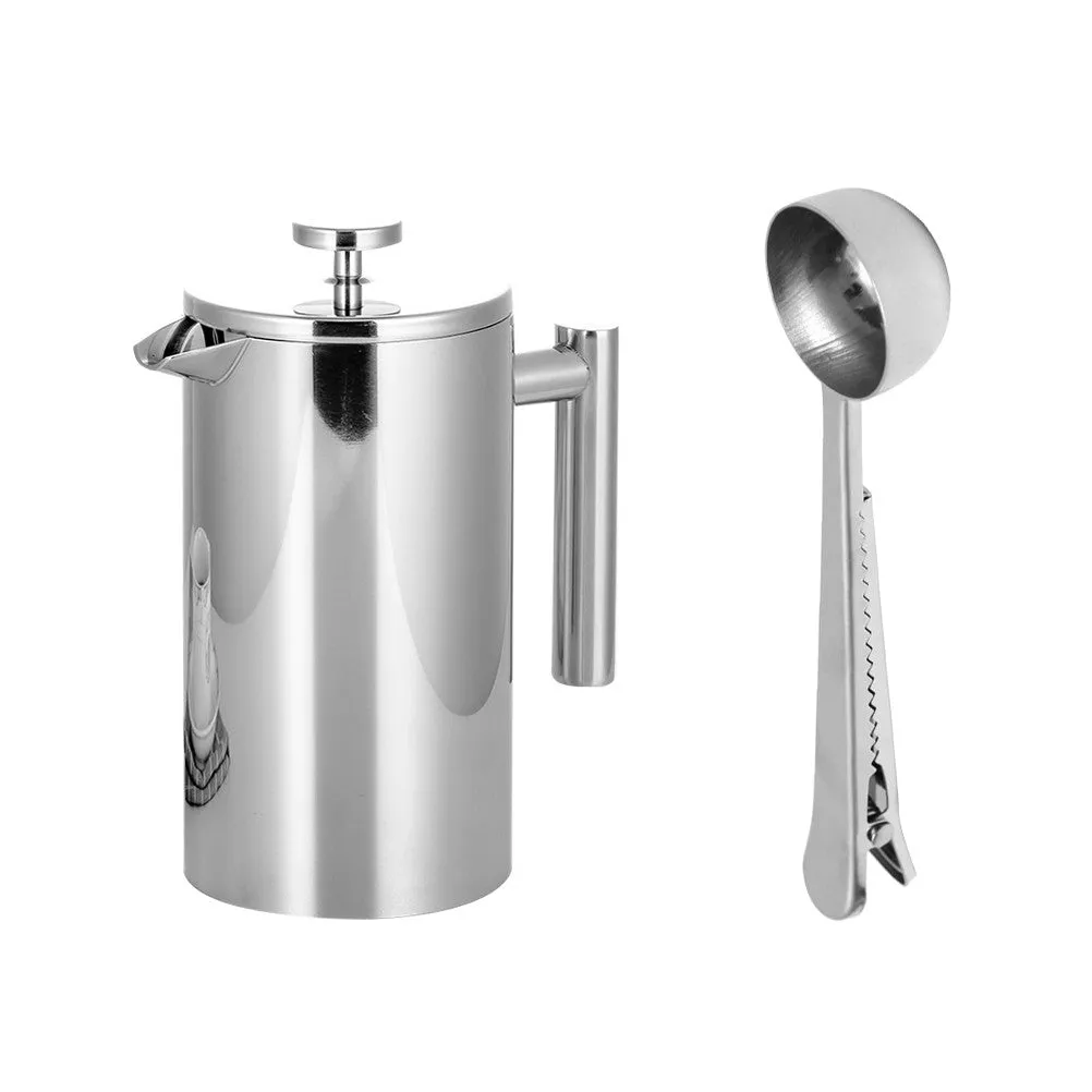 Stainless Steel French Press Coffee Tea Maker Double Wall Filter Baskets Cafetiere Coffee Pot