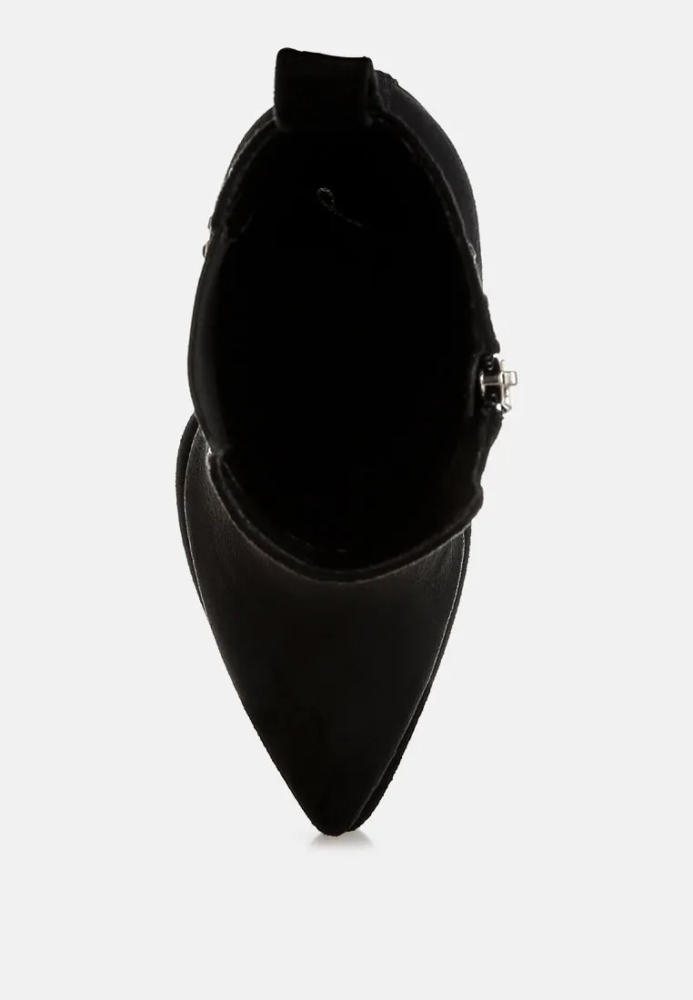 Studs Embellished High Ankle Boots By RAG