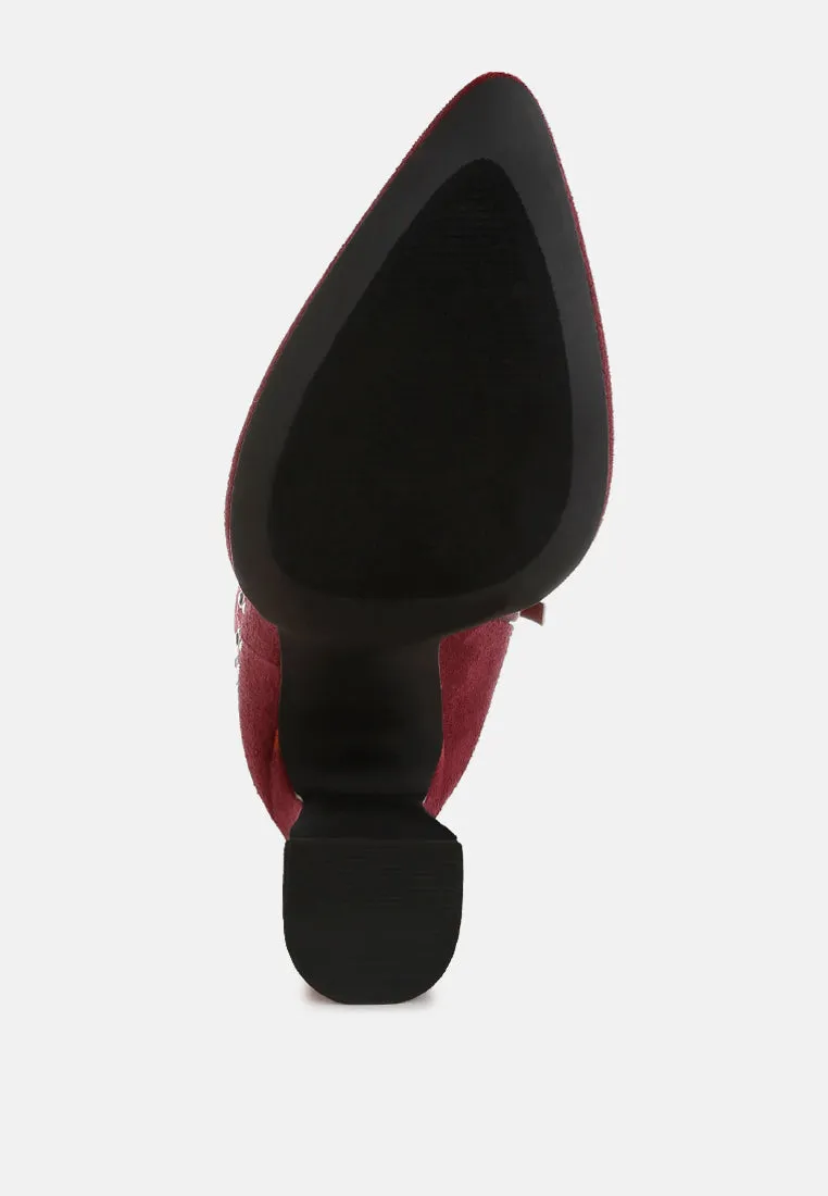 Studs Embellished High Ankle Boots By RAG