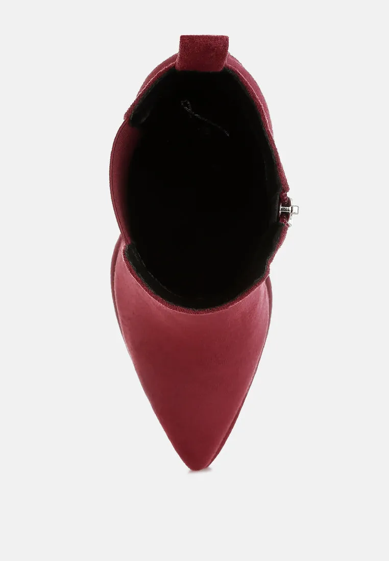 Studs Embellished High Ankle Boots By RAG