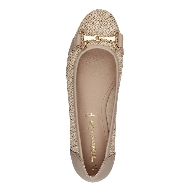 Tamaris Womens Taupe Ballerina Shoe 1-22112-42