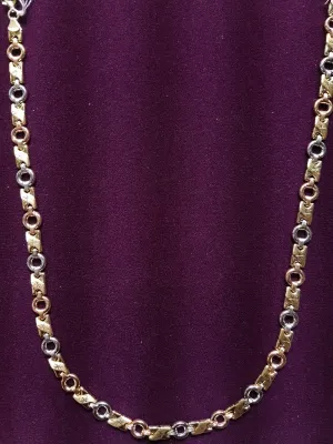Tri-Gold XOXO Necklace 14K