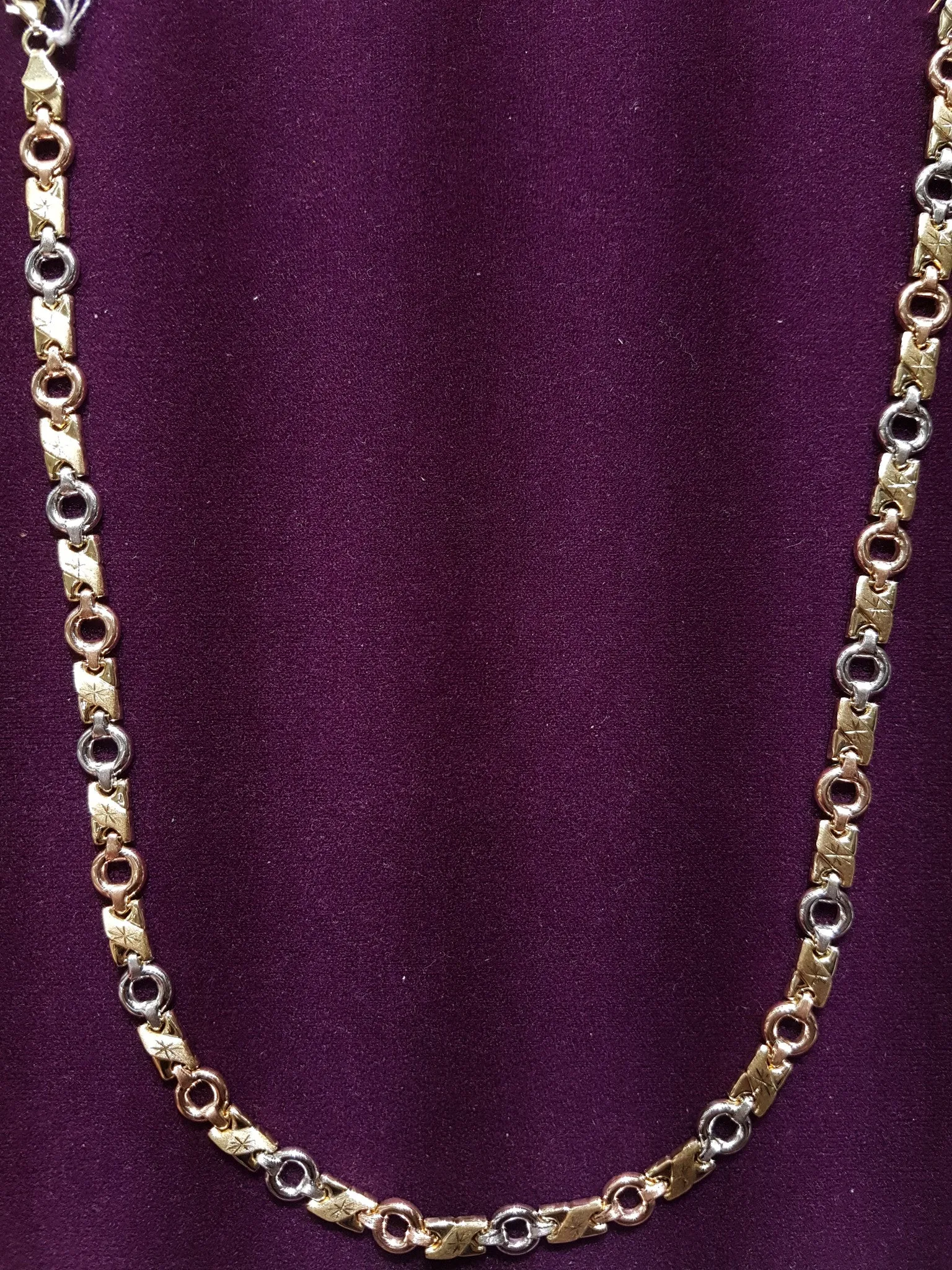 Tri-Gold XOXO Necklace 14K