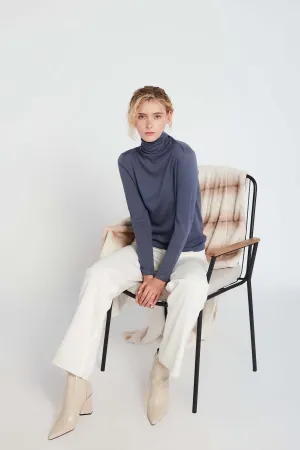 Turtle Neck Lightweight Sweater in Denim