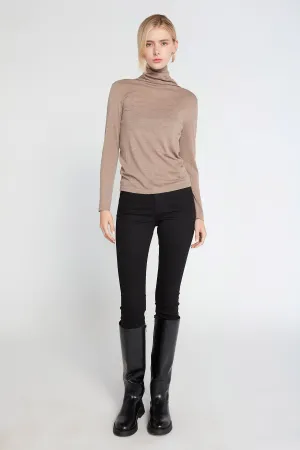 Turtle Neck Lightweight Sweater in Taupe