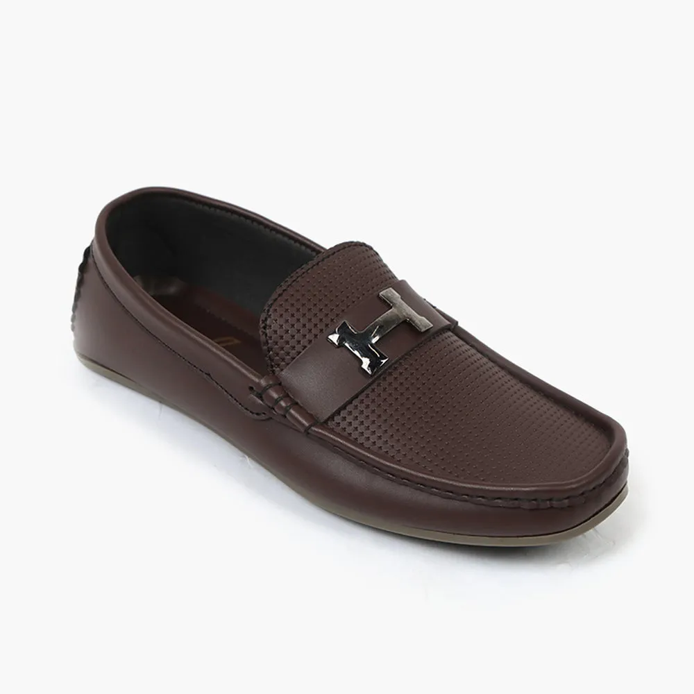 Valuable Breathable Slip-On Moccasins Loafers with Metal "H" Accent – Brown