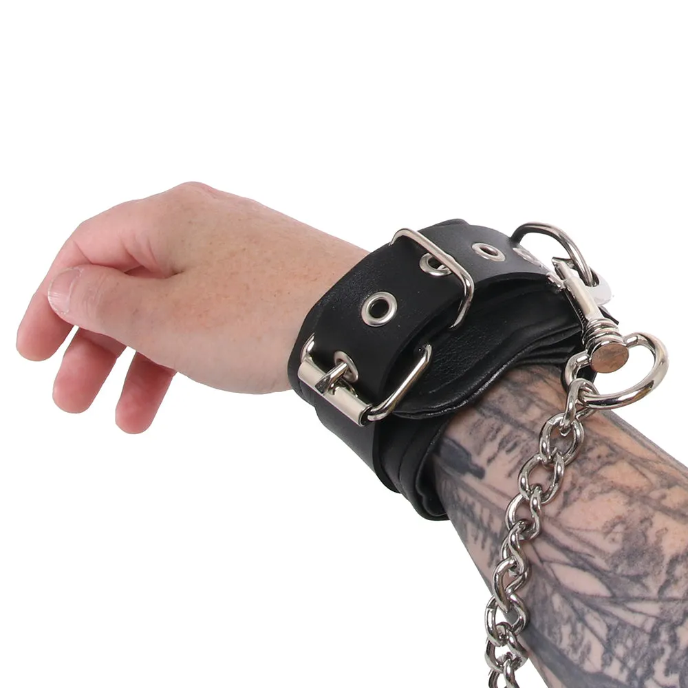 Vegan Leather Wrist Cuffs in Black