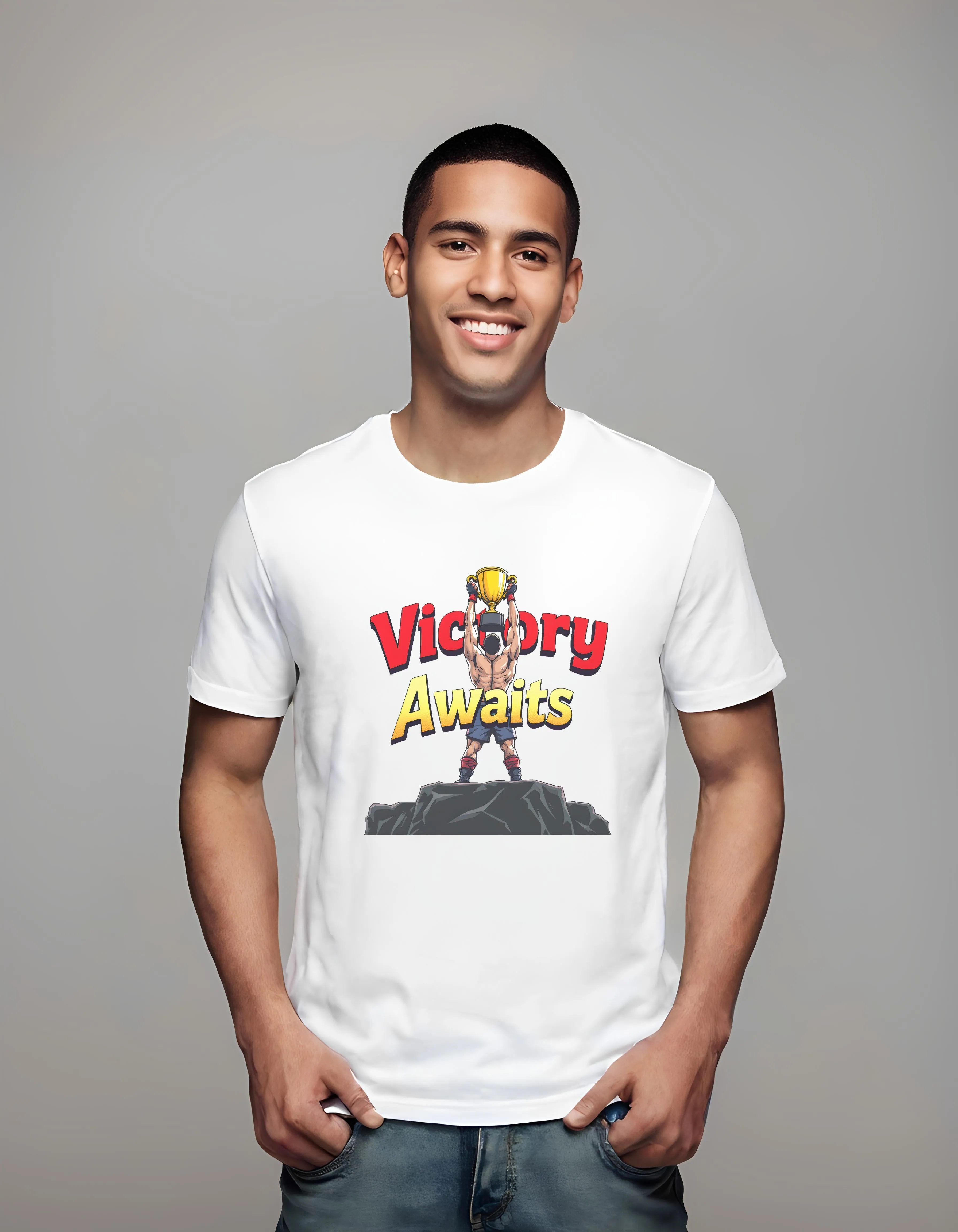 Victory Awaits Fighter Trophy Design | Classic T-Shirt (Unisex)