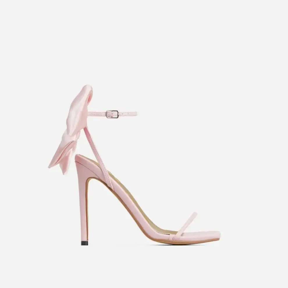 VougeVamp Women's Bow Ankle Strap High Heels – Elegant Open Toe Sandals for Weddings & Parties