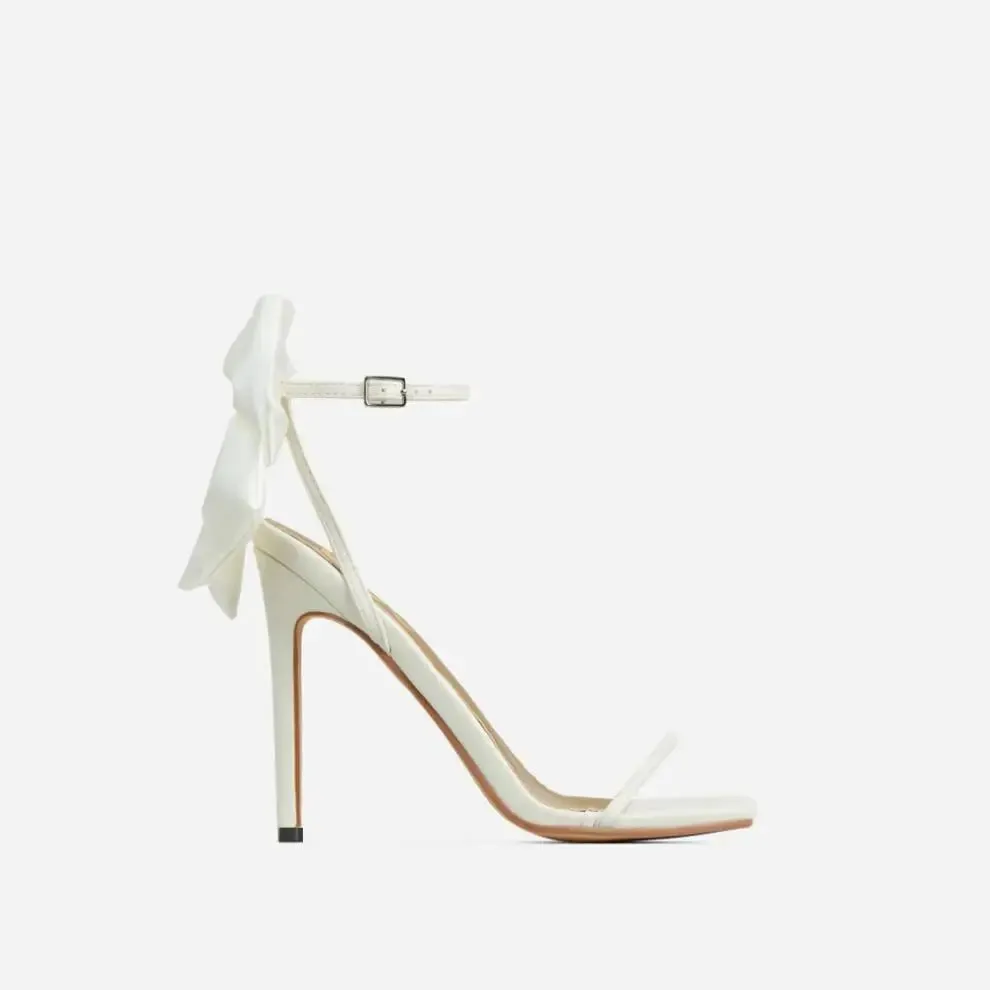 VougeVamp Women's Bow Ankle Strap High Heels – Elegant Open Toe Sandals for Weddings & Parties