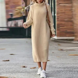 Women's Oversized Winter Knitted Dress | Midi