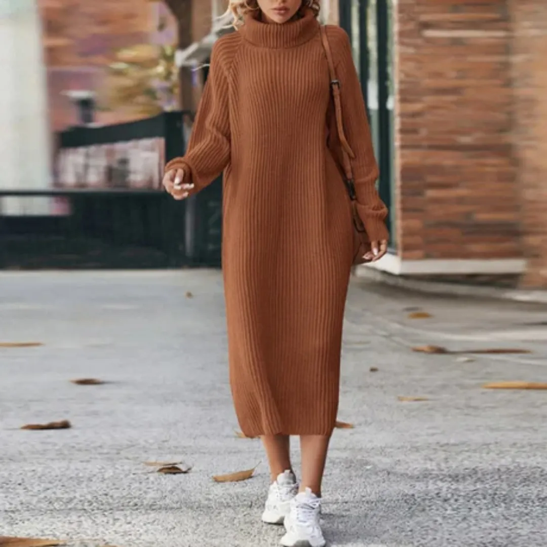 Women's Oversized Winter Knitted Dress | Midi