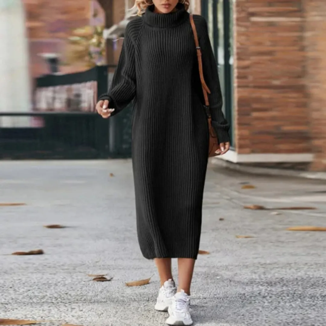 Women's Oversized Winter Knitted Dress | Midi