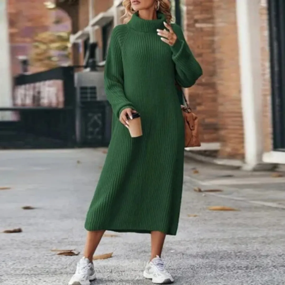 Women's Oversized Winter Knitted Dress | Midi