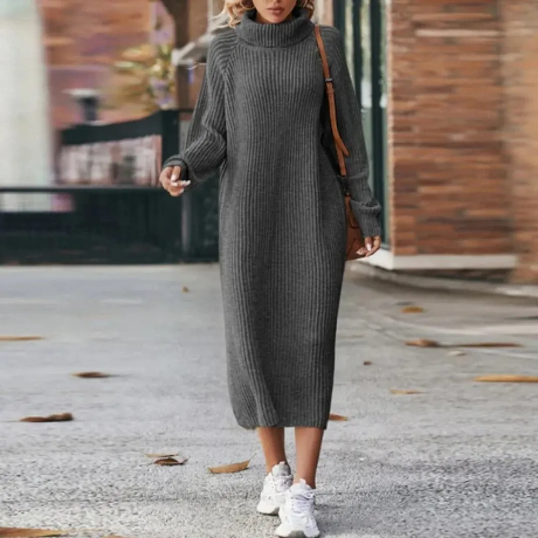 Women's Oversized Winter Knitted Dress | Midi