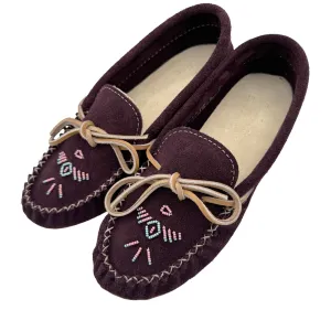 Women's Suede Beaded Slip on Moccasin Shoes