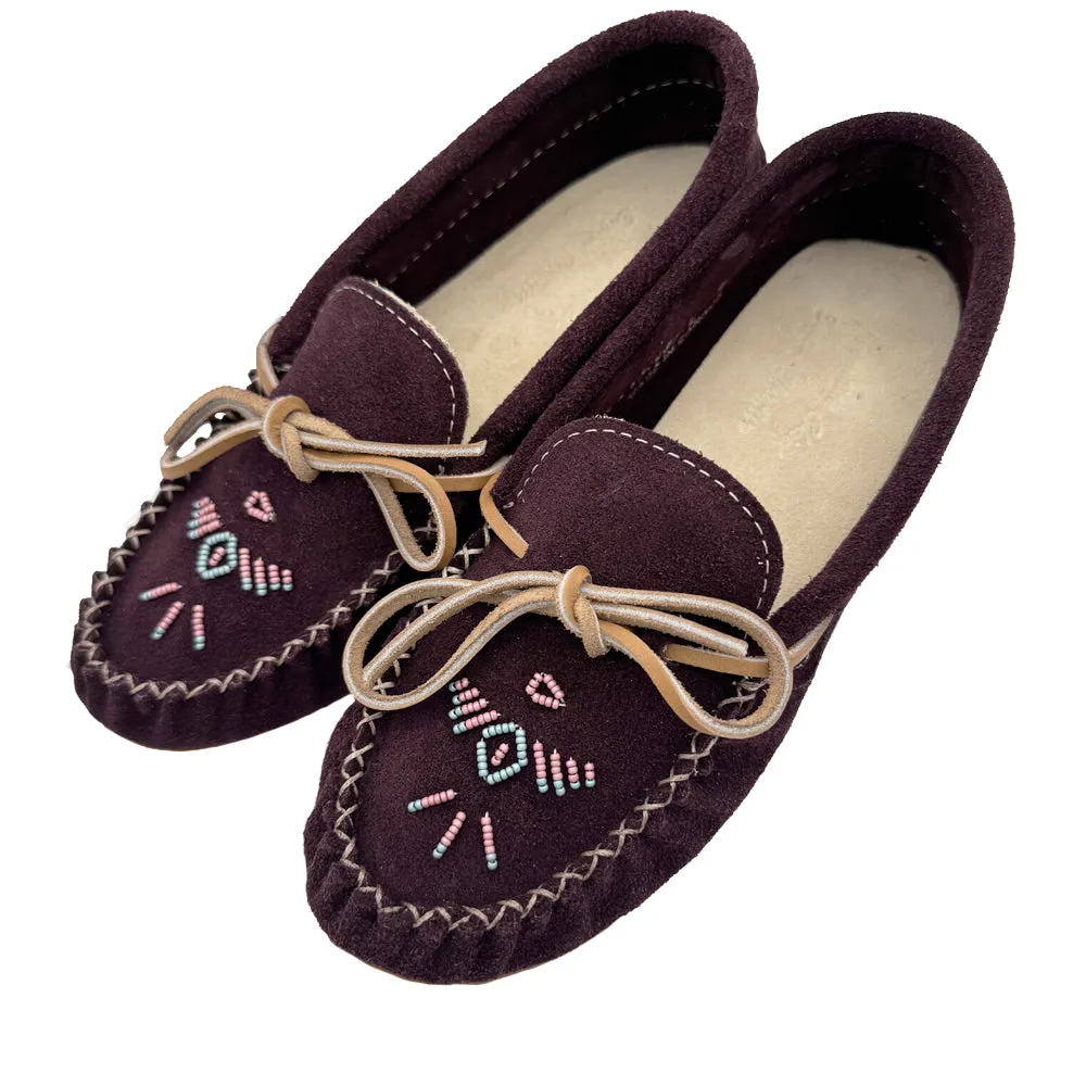 Women's Suede Beaded Slip on Moccasin Shoes