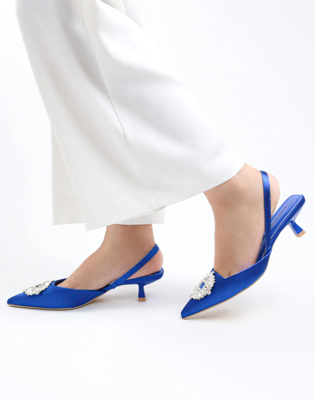Yunai - Women's Diamond Embellished Kitten Heels